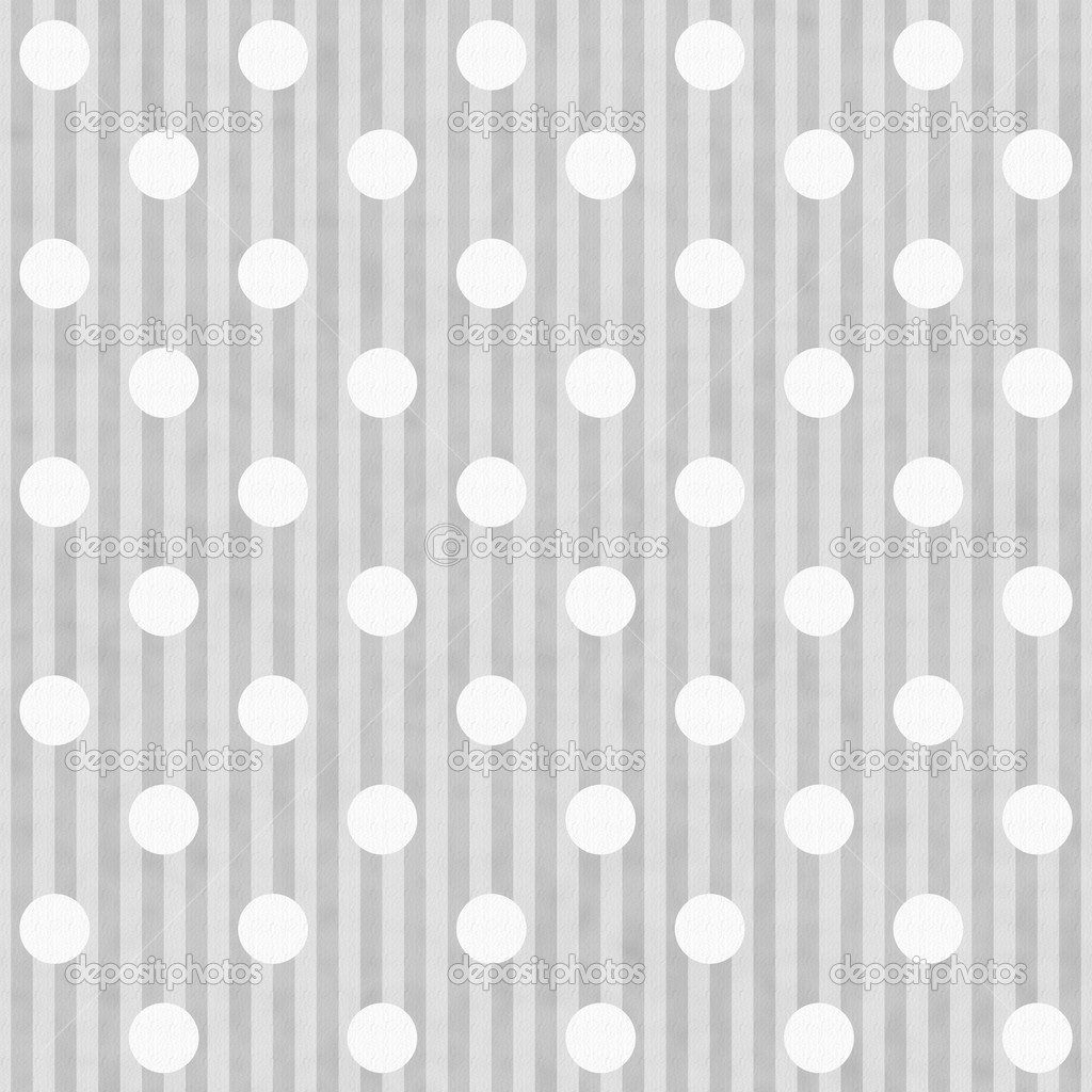 Gray and White Polka Dot and Stripes Fabric Background